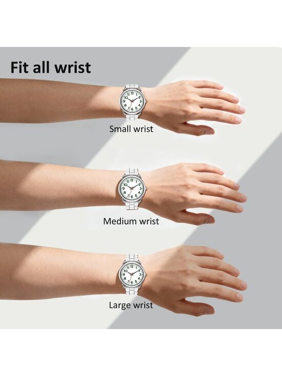Women\'s White Big Face Easy Reader Silicone Strap Waterproof 35MM Wrist Watch main image 6